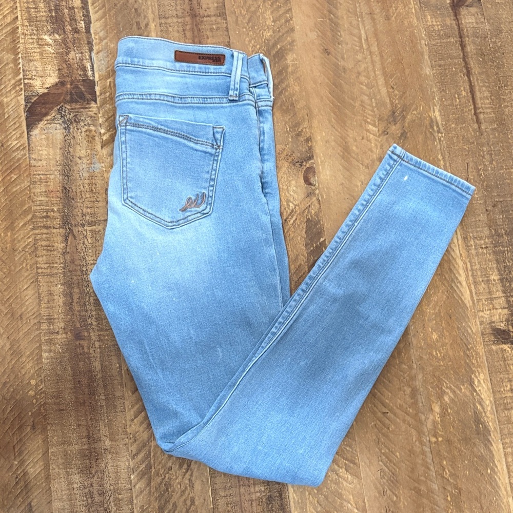 Express Light Blue Women's Leggings Mid Rise Skinny Jeans - Picture 10 of 10